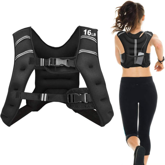 Elevate Your Workouts with Our Adjustable Weighted Vest - Available in 16Lb, 20Lb, and 30Lb Options with Reflective Stripes for Safety