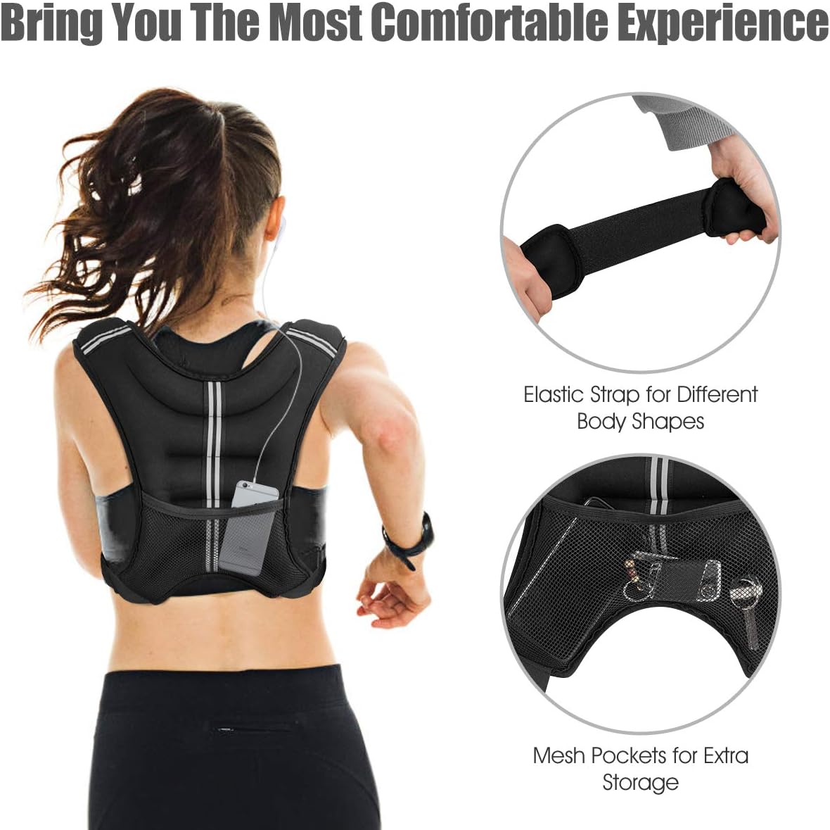 Elevate Your Workouts with Our Adjustable Weighted Vest - Available in 16Lb, 20Lb, and 30Lb Options with Reflective Stripes for Safety