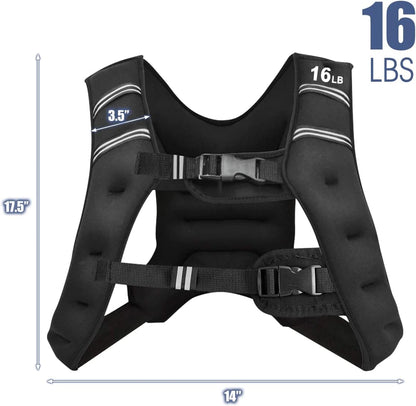 Elevate Your Workouts with Our Adjustable Weighted Vest - Available in 16Lb, 20Lb, and 30Lb Options with Reflective Stripes for Safety