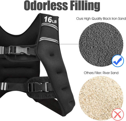Elevate Your Workouts with Our Adjustable Weighted Vest - Available in 16Lb, 20Lb, and 30Lb Options with Reflective Stripes for Safety
