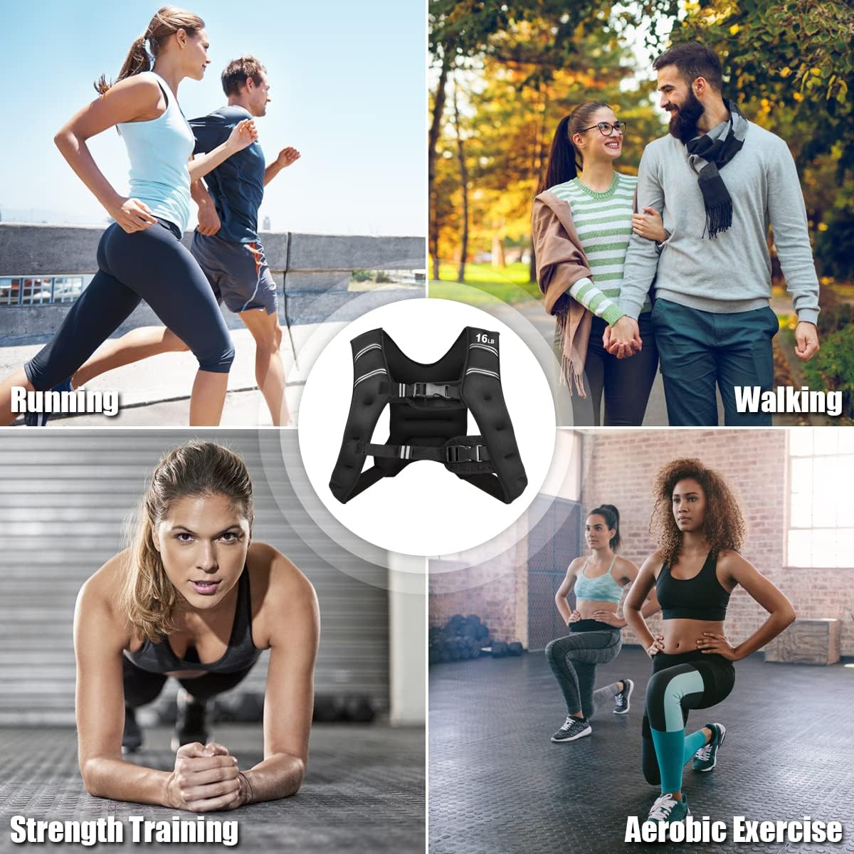 Elevate Your Workouts with Our Adjustable Weighted Vest - Available in 16Lb, 20Lb, and 30Lb Options with Reflective Stripes for Safety