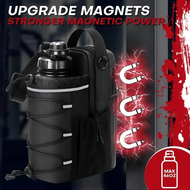 Magnetic Gym Bag — Sticks to the Rack, Holds Bottle & Phone